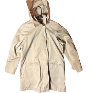 London Fog Women’s Trench Coat Medium Petite | Classic Beige Hooded Rain Jacket